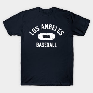 Retro 1988 Los Angeles Baseball Distressed Varsity Logo (White) T-Shirt